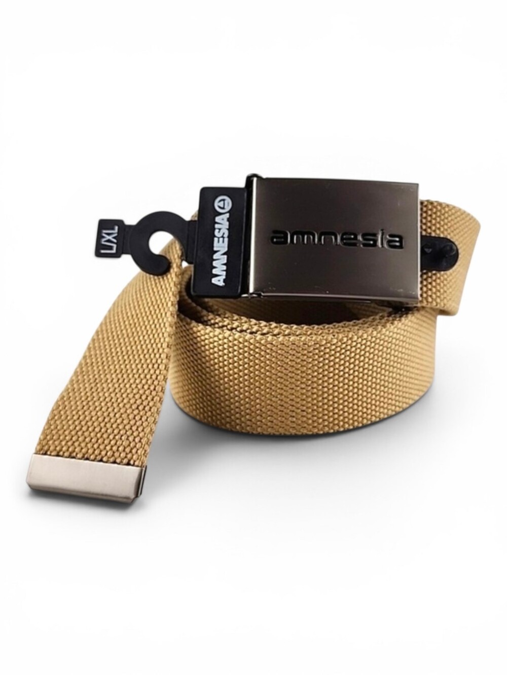 Amnesia  Tan Web Belt Metal Buckle Size L/XL